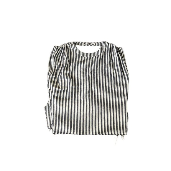 Philistine NYC M/L Japanese Cotton Striped Poncho Tank Top Shirt Navy White - Picture 1 of 13